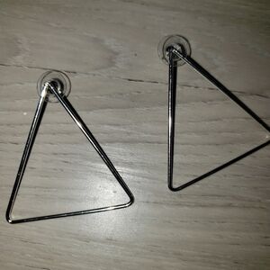 Triangle  drop earrings silvertone metal